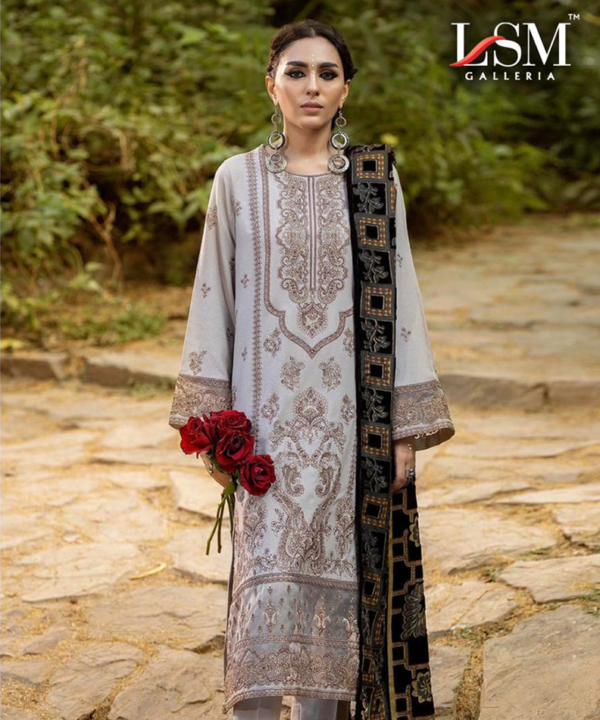 Summer Lux: Heavy Lawn Unstitched Suit with Cotton Dupatta