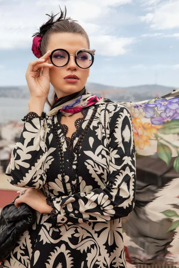 Pakistani Style Unstitched  Cotton Printed with Embroidery Patches