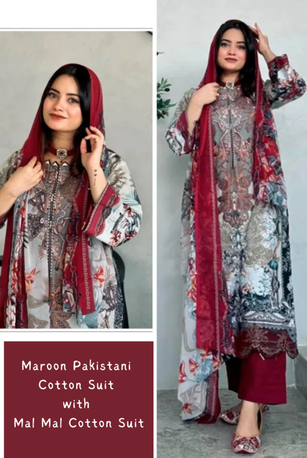 Cotton Pakistani Suit With Mal Mal Dupatta– Elegance in Every Thread