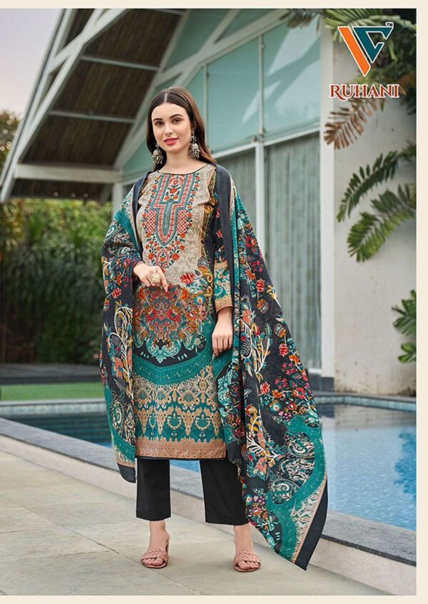 Cotton Digital Print  Salwar Kameez With Embroidery On Neck