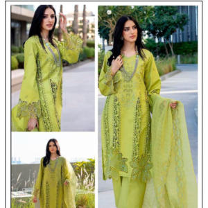 Lime Green Cambric Cotton Unstitched Salwar Suit