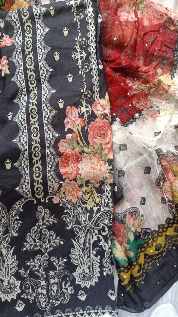 Get Beautiful Shimmer Black Floral Print Salwar Suit