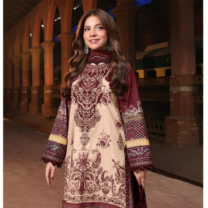 Maroon and Cream Digital Printed Cotton Salwar With Patches