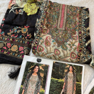 Get Breathtaking Black Muslin Digital Printed Salwar Suit with Hand Aari Work