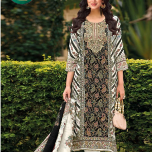 Black Muslin Digital Printed Salwar Suit with Hand Aari Work
