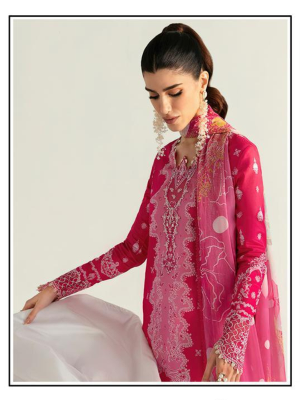 Elegant Pink Cotton Printed Unstitched Salwar Suit with Chiffon Dupatta
