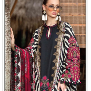Black & Maroon Cotton Salwar Suit with Embroidered Patches