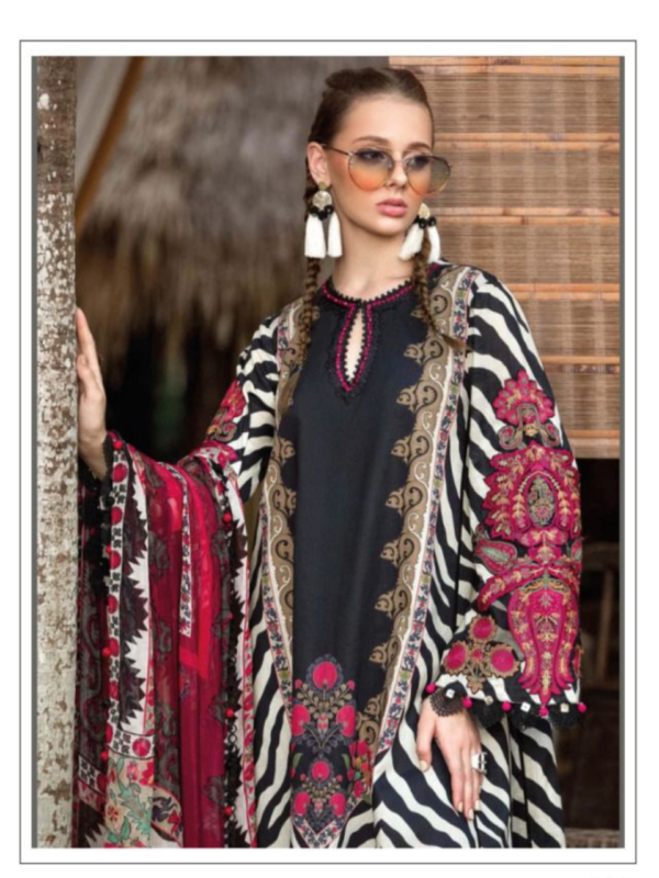 Strikingly Elegant Black & Maroon Cotton Salwar Suit with Embroidered Patches